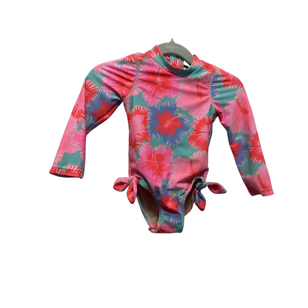 Shade Critters Rash Guard One Piece Baby Girl 18-24M Pink Hibiscus Long Sleeve